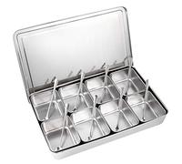 Fdit Boîte d'assaisonnement en argent Assaisonnement Box Set 8 grilles boîte d'assaisonnement en acier inoxydable contenants de stockage de condiments bocal à épices ustensiles de cuisine