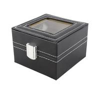 Fdit Boîte de Montre en Cuir à Fente 2 avec Couvercle en Verre, Organisateur de Boîtier de Montre de Voyage Portable, Boîte D'affichage de Rangement à L'épreuve des Rayures pour