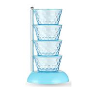 Fdit Boîte de Rangement D'assaisonnement en Plastique, Grande capacité, Récipient à épices Rotatif à 360 ° pour un Usage Familial (4 couches bleu)