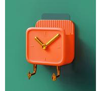 Fdit Boîte de Rangement Murale, Conteneur Multifonctionnel en PP en Forme D'horloge avec Crochets, pour Salle de Bain, Cuisine, Chambre, Dortoir (ORANGE)