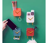 Fdit Boîte de Rangement Murale en Forme D'horloge, Support de Téléphone Mural, Organisateur de Téléphone Mural, Support de avec Crochets et Fente de Chargement pour (ORANGE)