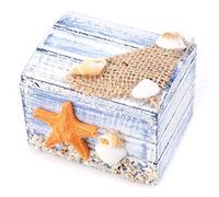 Fdit Boîte de rangement portable de style méditerranéen en bois avec boîte à bijoux (étoile de mer)