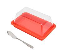 Fdit Boîte de Stockage de Beurre et -Beurre, Récipient à et à Fromage à Couvercle Transparent avec Couteau intégré pour le Stockage au Réfrigérateur à Domicile (carré rouge)