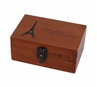 Fdit Boîte en Bois de Style Vintage, Boîte de Rangement Décorative de Grande capacité avec Boucle en Métal et Serrure pour Bijoux, Bonbons, Décoration de Bureau et Cadeau (Tour en Fer grillé)