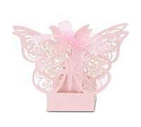 Fdit Boîtes à Sucre de Mariage 100 Pièces, Boîtes à Bonbons au Chocolat avec Couleurs Pastel Assorties pour Cadeaux de Mariage et Décorations de Fête D'anniversaire (PINK)