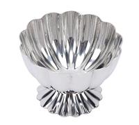 Fdit Bol à Dessert sur Pieds, Tasse à Glace en Acier Inoxydable de 3,9 Pouces avec Bord ondulé, Bol de Service élégant à Base Haute pour Pudding, Yaourt, Salade de Fruits