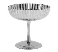 Fdit Bol à Glace en Acier Inoxydable 304 avec Base à Pieds, Tasse à Dessert à Rayures Verticales pour Pudding et Yaourt, Plat à Glacée Compact pour une Utilisation à la Maison