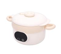 Fdit Bol Alimentaire Chauffant Portable, Conception sans Fil de Grande capacité de 470ML avec Batterie, Chauffe-repas pour Nourrissons et Tout-petits pour les Voyages à Domicile (Couleur crème)