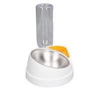 Fdit Bol d'eau pour Chats, en Acier Inoxydable, Double Ensemble, Inclinaison à 16 Degrés-Remplissage Automatique des Bols d'alimentation pour Chats et Petits Animaux de Compagnie (White)