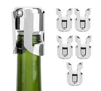 Fdit Bouchon à Vin en Acier Inoxydable, Lot de 5 Bouchons pour Champagne Argent, Design étanche Anti-fuite, pour Bouteille de Vin