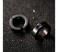 Fdit Boucles D'oreilles à Clips en Acier Inoxydable Antirouille, Surface Bleue Mate, 1 Paire pour Femmes et Filles à la Mode (noir brillant)