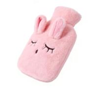 Fdit Bouillotte en Peluche Lapin avec Housse, Jolie Bouillotte Chaude pour les Mains, la Taille et le Lit, Sac Intérieur en PVC avec Housse Amovible en Tissu Doux pour les Voyages (PINK)