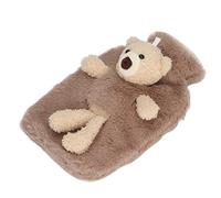 Fdit Bouillotte Mignonne en Forme D'ours en Peluche 1000 Ml, Sac Chaud en PVC épais avec Bouchon Antidérapant à Large Ouverture pour Soulager les Douleurs Musculaires, Réchauffement (BROWN)