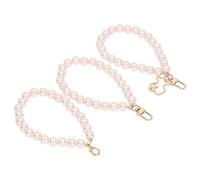 Fdit Bracelet de Perles, Brin de Perles D'eau Douce Brillantes avec 3 Styles de Pendentif, Boucle en Métal Solide pour étui de Téléphone Portable, Sac Porte-clés (Couleur coquille d'oeuf H3)