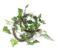 Fdit Branche d'escalade de Reptiles Réalistes Ratan de Jungla Vinea Flexible de 3,28 Pieds pour Les Tortues, PU + Decoration of Plastic Reptiles (Vinaigre + Feuille de Lierre)