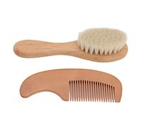Fdit Brosse de Bébés et Peignes de Cheveux de Chèvre, Brosse à Cheveux de bébé Confortable en Bois, Pinceau à Barbe Multifonctionnel pour le Style de Cheveux des Hommes, Brosse de