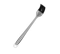 Fdit Brosse de Plongeage Gandoue en Acier Inoxydable Durable Tête de Silicone Flexible pour Outil de Torréfaction du Barbecue Brosse Résistante à la Chaleur pour Femme au Foyer 30 Cm Noir et Argent
