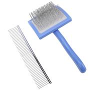 Fdit Brosse de Toilettage pour Animaux de Compagnie, Peigne Râteau à Broches Longues pour Démêler Les Tapis, élimination des Pertes pour Caniche, Doodle, Bichon, Chien, Chat, Paquet (Blue)