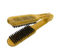 Fdit Brosse Ronde en Bois, Jaune, Design Double Brosse, Antistatique, Résistant aux Hautes Températures, Poignée Ergonomique ABS