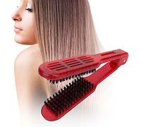 Fdit Brosse Ronde en Bois, Rouge, Design Double Brosse, Antistatique, Résistant à Haute Température, Manche Ergonomique ABS