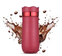 Fdit Cafetière Portable, Tasse de Voyage à Presse Française Isolée à Double Paroi en Acier Inoxydable avec une capacité de 320 Ml pour le Camping, la Randonnée et les Voyages (rouge)