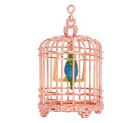 Fdit Cage à Oiseaux en Métal à L'échelle 1/12 pour Maison de Poupée, Cage à Oiseaux Suspendue Miniature pour Décoration de Maison de Poupée et Accessoires de Photographie, Accessoire (Or Rose)