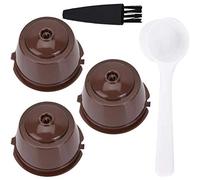 Fdit Capsules à café Réutilisables, Dosettes Rechargeables 3 Pièces avec Cuillère et Brosse, BPA, en Plastique PP de qualité Alimentaire pour (Trois packs)