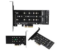 Fdit carte adaptateur 2 ports Carte adaptateur PCI-E 4X à M.2 NVMe SSD NGFF B-key + M-key Expansion Dual Interface