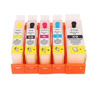 Fdit Cartring Combo - Pack Paper Chip Ink Tint Set Sortie douce pour l'imprimante Rouge Rouge Matériau PP PP 5 pcs (525-526)