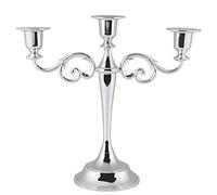 Fdit Chandelier 3 Bras en Métal Bougeoir Bougeoir Bâton Or Argent 3 Branches De Style Européen Candélabre De Mariage Chandelier 2 Couleurs Décor À La Maison(Argent)
