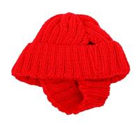 Fdit Chapeau tricoté pour Chien, Bonnet d'hiver en Peluche Rouge avec Sangle élastique pour Animaux de Petite et Moyenne Taille, Promenade en Plein Air, Séance Photo Festive (Rouge)