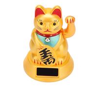 Fdit Chat Chanceux Solaire, Décor de Chat de Fortune à Bras ondulé, Figurine en Plastique à énergie Solaire, avec Bras Oscillant, pour la Décoration de Restaurant de Magasin de