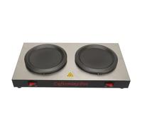 Fdit Chauffe-café Commercial, Plaque Chauffante à Double Brûleur avec Arrêt Automatique, Chauffe-Boisson électrique en Acier Inoxydable pour Cafés, Salons, Buffets (Prise UE 220V)