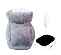 Fdit Chauffe-Chaussures en Peluche Chauffe-Pieds Chauffant Doublure Polaire Amovible Lavable avec Chauffage Rapide Arrêt Automatique pour Cadeaux d'hiver Noël en Famille (Grey)