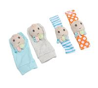 Fdit Chaussettes Mignonnes en Peluche pour bébé, avec Rembourrage en Coton PP, Hochets de Poignet Idéaux pour Bébés, Paquet de 4