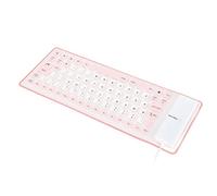 Fdit Clavier Portable Léger en Silicone, étanche à l'eau et à la Poussière, Silencieux, Doux et Confortable, Filaire USB, pour PC (Rose)