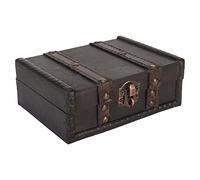 Fdit Coffre en Bois Vintage avec Serrure, Boîte à Bibelots en Bois Antique, Boîte de Rangement au Trésor, Boîte de Rangement Décorative pour Bijoux