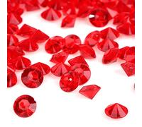 Fdit Confettis Décoratifs en Diamant Acrylique, Paquet de 500 Pièces 8mm pour Accessoires de Bricolage de Fête de Mariage (Rouge)