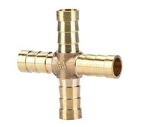 Fdit Connecteur barbelé à 4 Voies Raccord en Laiton, adapté à la Connexion de Carburant de Gaz D' D'eau D'air, 5pcs, en Matériau en Cuivre (10 mm)