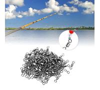 Fdit Connecteur de pêche 100 pièces 12mm haute résistance 8 forme roulement de baril pêche pivotant mousqueton anneau de