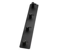 Fdit Crochet à Rangée en Acier Inoxydable, 4 Crochets Peu Encombrants pour Cuisine et Salle de Bain, Noir Mat, Durable et élégant