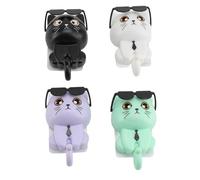 Fdit Crochet Mural Chat Porte-clés Mignon Lunettes de Chaton Crochets Organisateur de Rangement Salle de Bain Entrée en Plastique