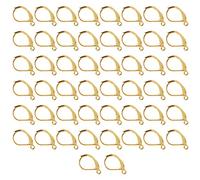 Fdit Crochets de Boucles D'oreilles 50 Pièces, Faciles à Utiliser, Pas Besoin de Percer les Fils D'oreilles à Levier Français en Laiton, avec Surface Lisse pour la Fabrication de (GOLD)