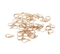Fdit Crochets de Boucles D'oreilles 50 Pièces, Faciles à Utiliser, Pas Besoin de Percer les Fils D'oreilles à Levier Français en Laiton, avec Surface Lisse pour la Fabrication de (KC or)