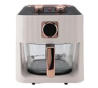 Fdit Cuisinière à Air électrique, Friteuse à Air 6L 1000W avec Contrôle Intelligent de la Température 0-200°C Friteuse à Air en Verre pour une Cuisine Saine (Prise UE blanche 220V)