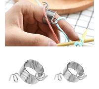 Fdit Dé à Tricoter de Guide de Fil, Bague de Doigt de dé à Tricoter enroulée d'acier Inoxydable de 2 pièces pour l'outil d'accessoires d'artisanat à Tricoter