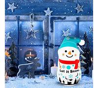 Fdit Décoration de Bonhomme de Neige de Noël Gonflable Lumineuse à LED avec 16 Lumières de Couleur et Télécommande IR pour Une Utilisation Intérieure et Extérieure dans la Cour du