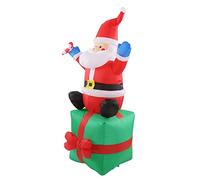 Fdit Décoration Extérieure éclairée par LED de Père Noël Gonflable de Noël de 180 Cm, Grand Père Gonflable Assis sur Une Boîte-Cadeau avec Ventilateur intégré pour la (Prise UE 100 à 240V)