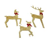 Fdit Décoration familiale de rennes dorés LED, rangement facile à monter en fer, pour décoration de patio, de festival de Noël avec lumières LED
