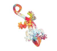 Fdit Décoration Murale Gecko, Sculpture de Lézard Colorée en Résine Synthétique pour Espaces Extérieurs et Intérieurs, Décoration de Clôture de Jardin de 15 Cm avec Signification (LMS003-3)